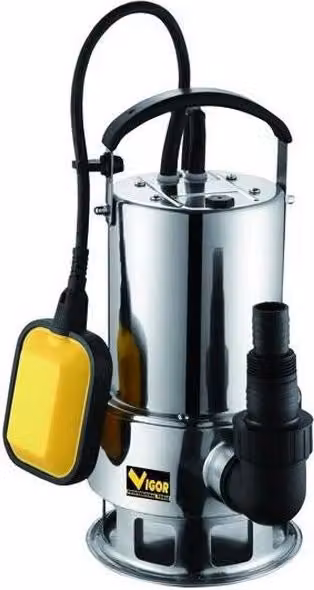 Elettropompa Sommersa Automatica per Acque Sporche Vigor SUB INOX 750 in Acciaio Inox Colore Argento 750 W 220-230V IPX8