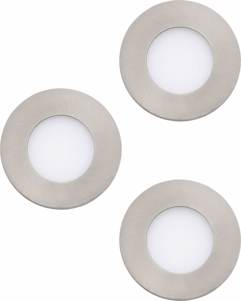 Faretto Ad Incasso Moderno Fueva 1 In Metallo Nichel Satinato 3 Luci Led 2,8W