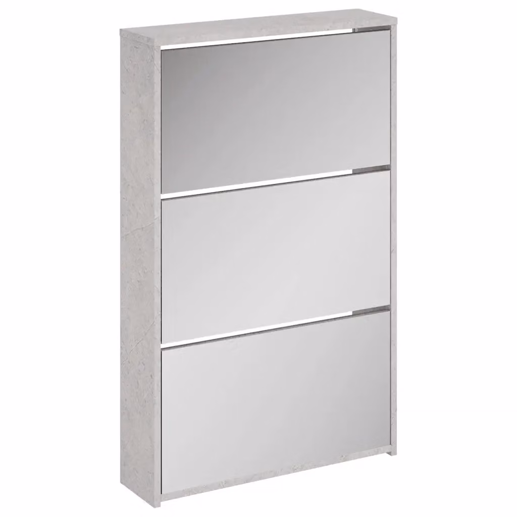 Scarpiera Design Mania con Specchio a 3 Livelli Grigio Cemento L: 63 cm, P: 17 cm, H: 102,5 cm – 2
