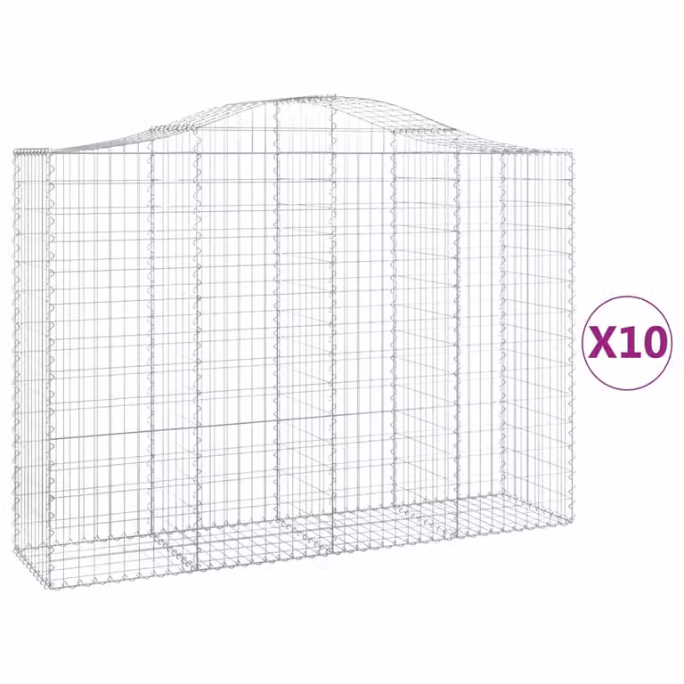 Cesti Gabbioni ad Arco 10 pz 200x50x140/160 cm Ferro Zincato