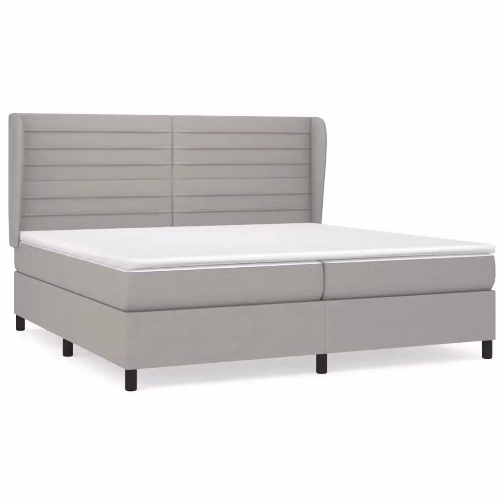 vidaXL Giroletto a Molle con Materasso Ibrido in Tessuto Grigio e Bianco L/P/H: 200 x 200 x 25 cm – 2