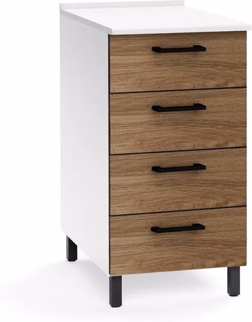 Cassettiera 4 cassetti 40x50x85H colore noce naturale