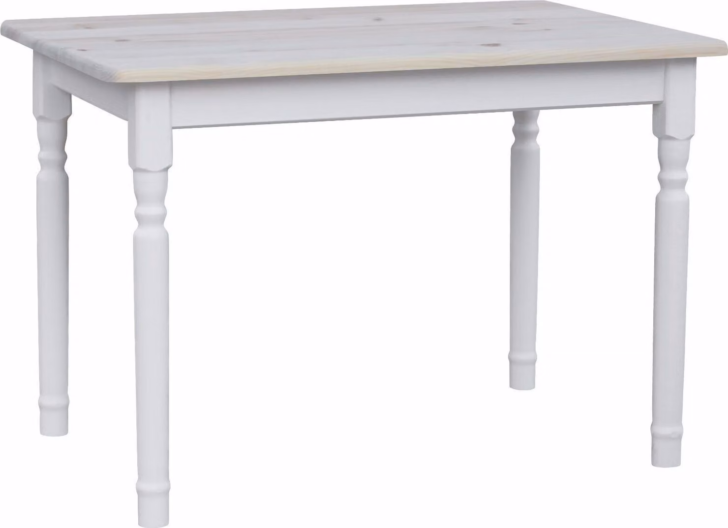 Tavolo bianco II in legno di pino massiccio con piano non laccato 110 x 80 cm