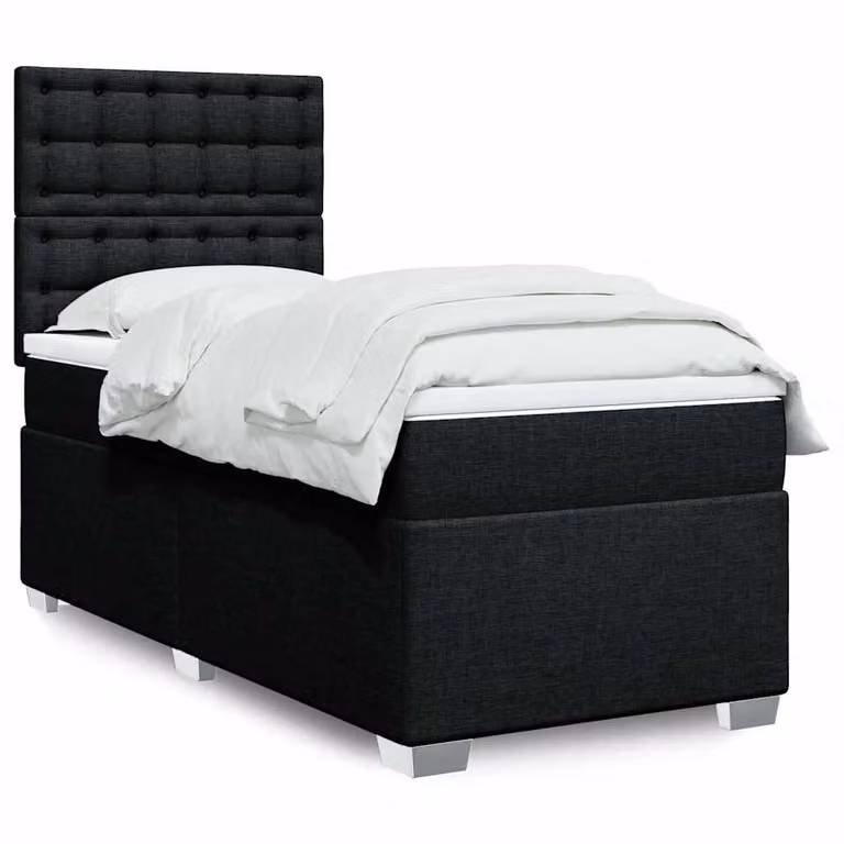 vidaXL Giroletto a Molle con Materasso in Tessuto Nero L 80 cm x P 200 cm