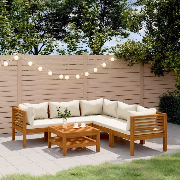 Maison Exclusive - Set da giardino da 6 pezzi con cuscini color crema, in legno massello di acacia