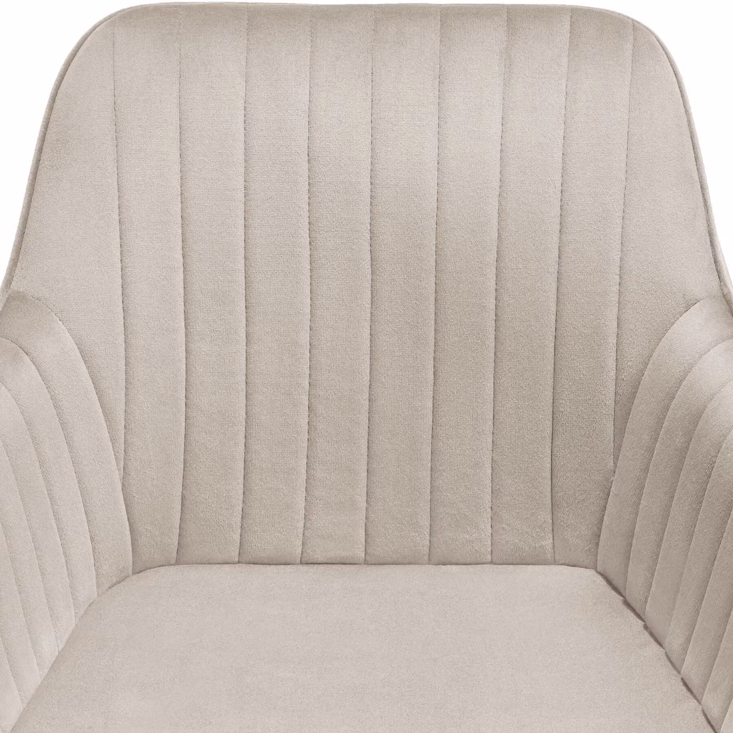 Sedia Marilyn tectake in velluto trapuntato beige e oro per soggiorno e cucina