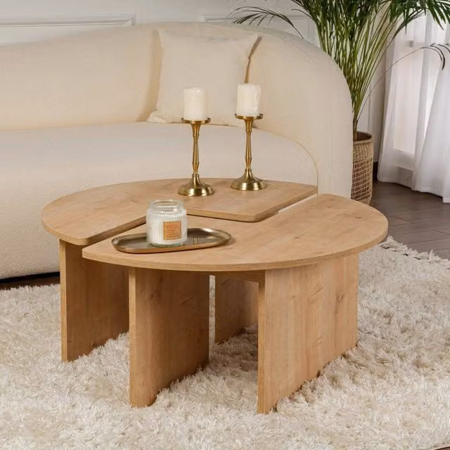 Tavolino da salotto moderno DMORA Tairn in legno color quercia, L 90 x P 90 x H 41 cm