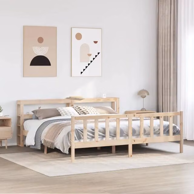 Letto senza materasso vidaXL in legno massello di pino rustico marrone L/P/H: 224.5 x 180 x 151 cm