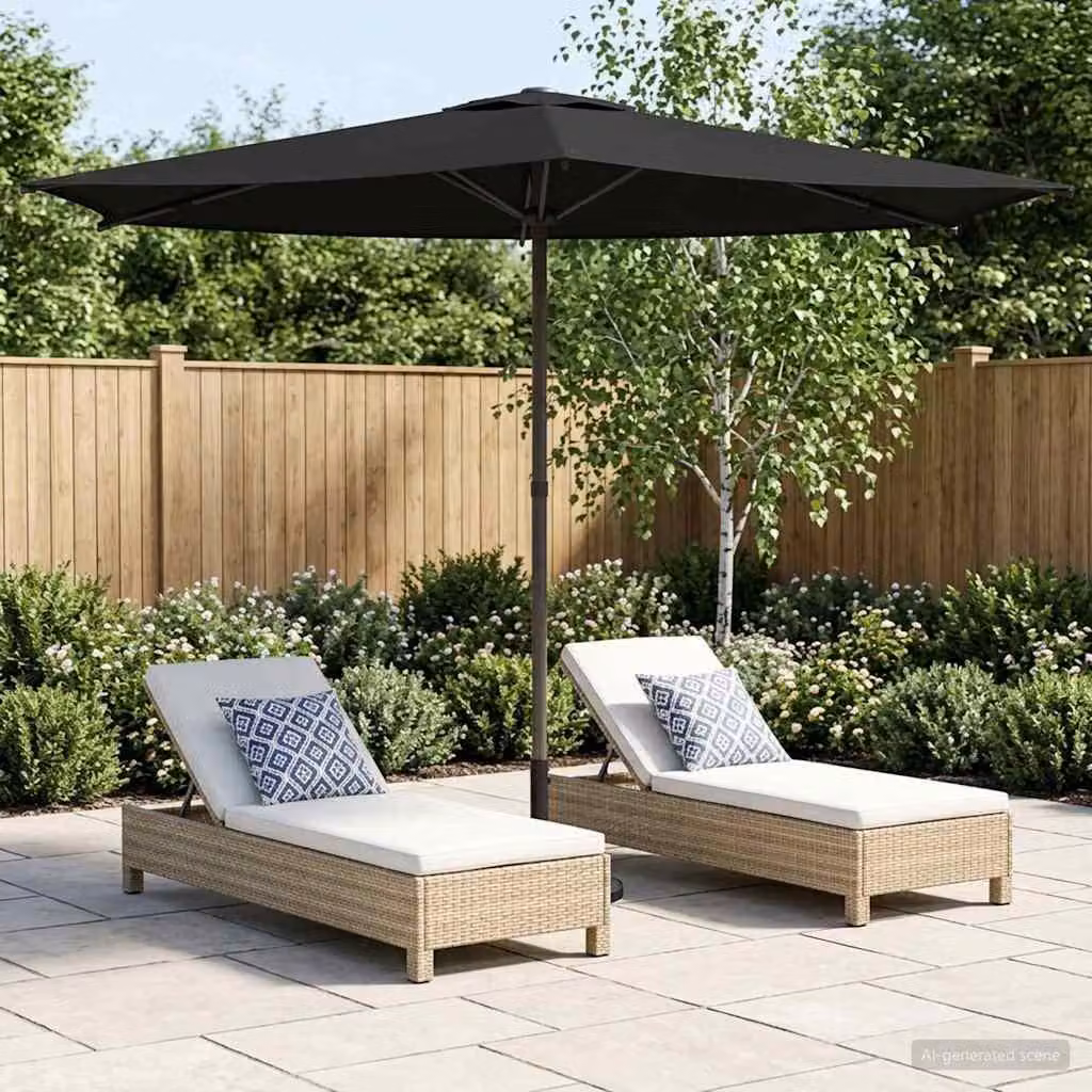 Maison Exclusive - Ombrellone da giardino rettangolare, 2,7 x 2,7 m, in poliestere, colore nero