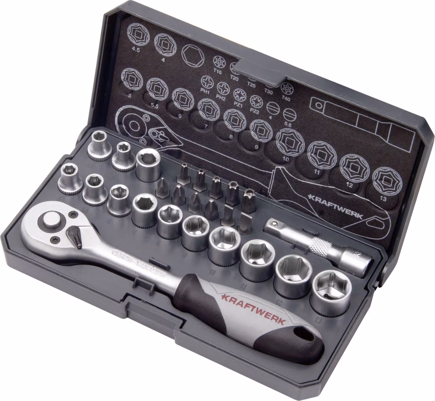 Set di chiavi a bussola Kraftwerk, Basic, 1/4", 26 pezzi.