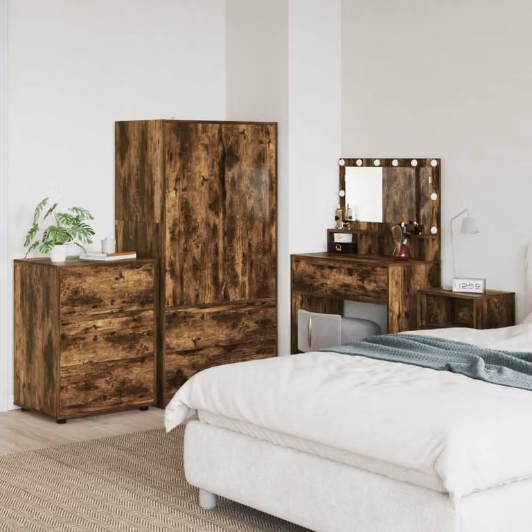 Armadio moderno vidaXL in legno ingegnerizzato Rovere fumé, L: 60 cm, P: 48 cm, H: 81 cm