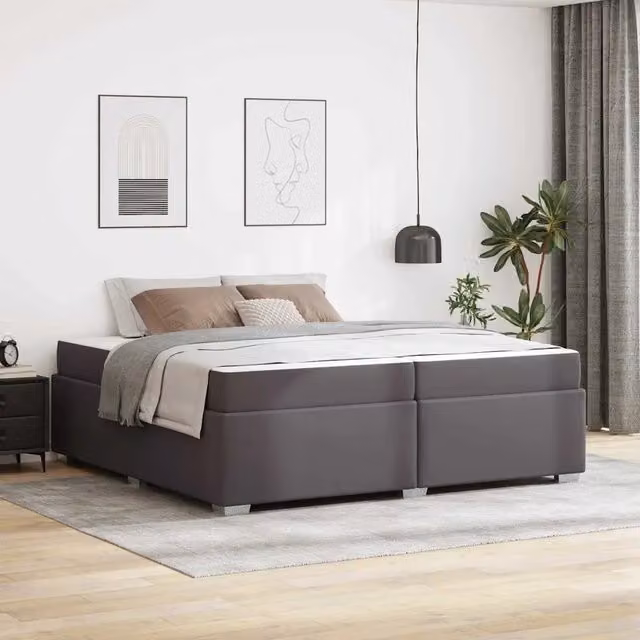 Struttura letto matrimoniale moderna vidaXL in ecopelle grigia L/P/H: 200 x 200 x 28 cm – 1