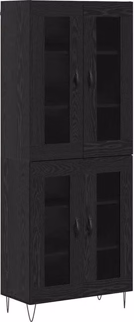 Credenza | Madia | Buffet da pranzo | Armadio da pranzo Rovere Nero 69,5 x 34 x 180 cm Legno multistrato