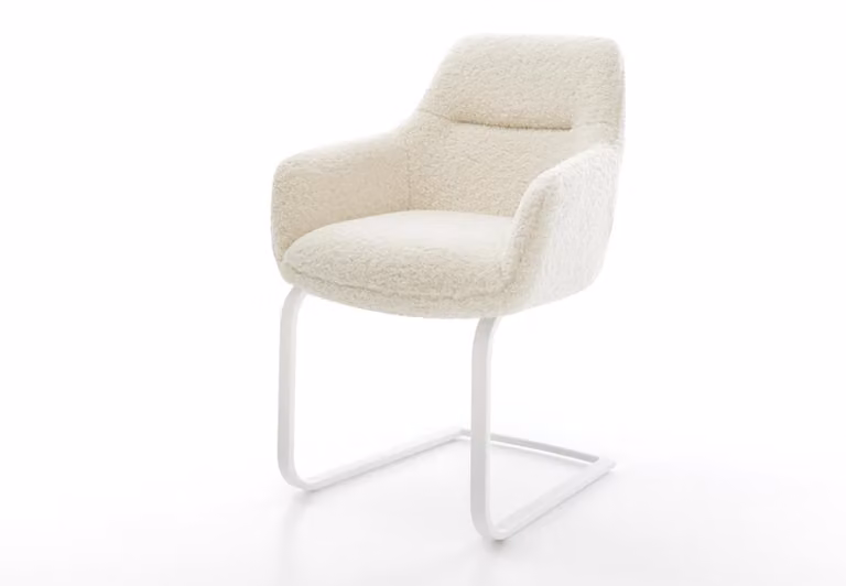 DELIFE sedia a sbalzo Pejo-Flex tessuto orsetto Beige sedia a sbalzo piatta Bianco nucleo a molle tascabili