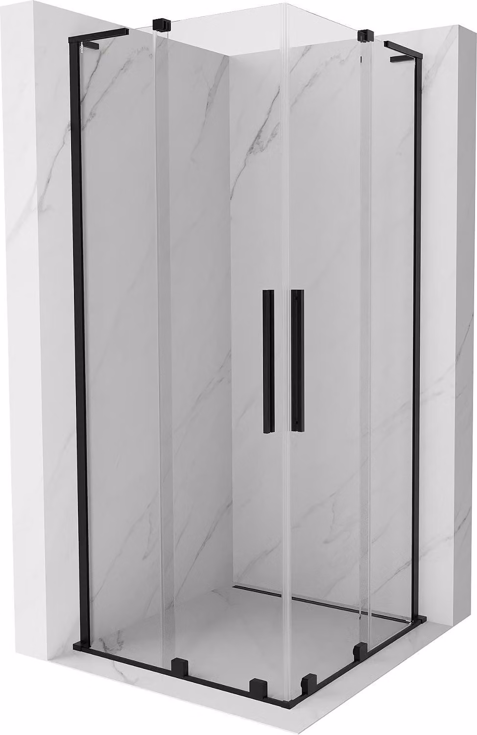 Mexen Velar L Duo cabina doccia scorrevole 90 x 90 cm, trasparente, nero - 871-090-090-02-03-70