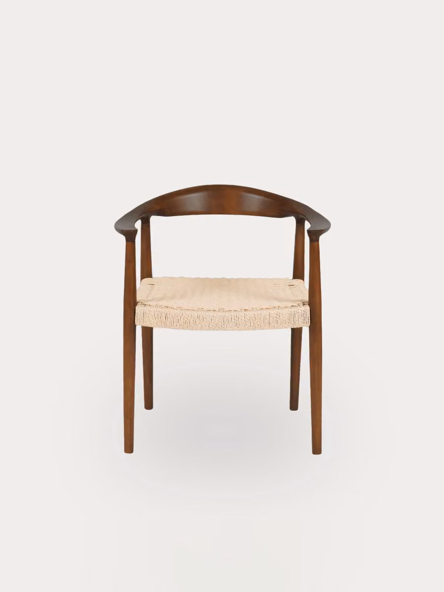 Sedia Nang Kenay Home in legno massello noce e corda con braccioli, colore marrone – 2