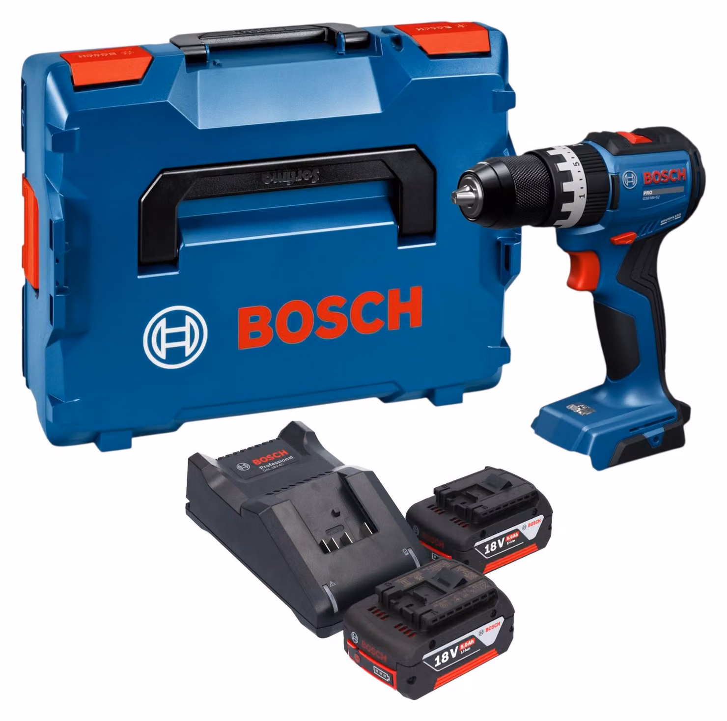 Avvitatore a percussione a batteria Bosch GSB 18V-52 Professional 18 V 70 Nm Brushless + 2 batterie da 5,0 Ah + caricabatterie + L-Boxx