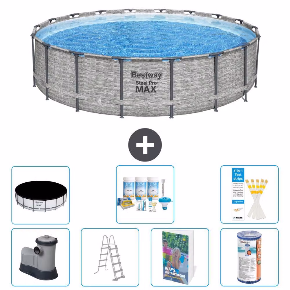 Piscina gonfiabile Bestway Steel Pro MAX, rotonda, 549x122 cm, composta da 6 parti, modello S556