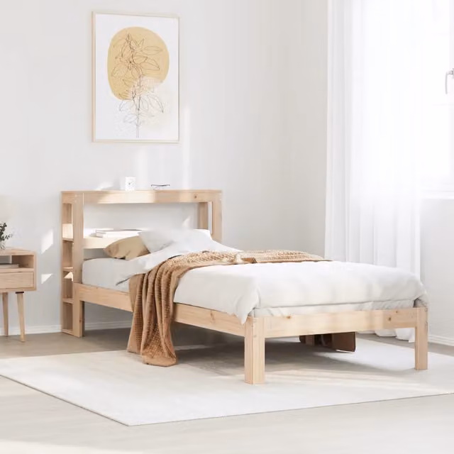 Letto con testiera vidaXL in legno massello di pino non trattato L/P/H: 200 x 90 x 82 cm