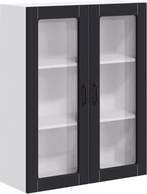 Pensile da cucina | Mobile in vetro da parete LUCCA Nero 80 x 31 x 100 cm