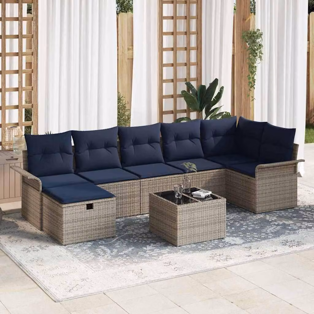 Maison Exclusive - Set da giardino composto da 8 pezzi, divano in rattan sintetico