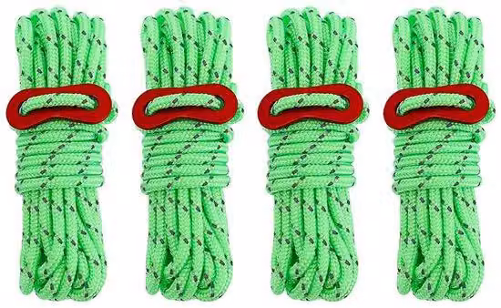 Confezione da 4 cordini a forbice da 4 mm in paracord antivento, riflettente e regolabile, lunghi 4 metri, per tende, tende da sole e campeggio