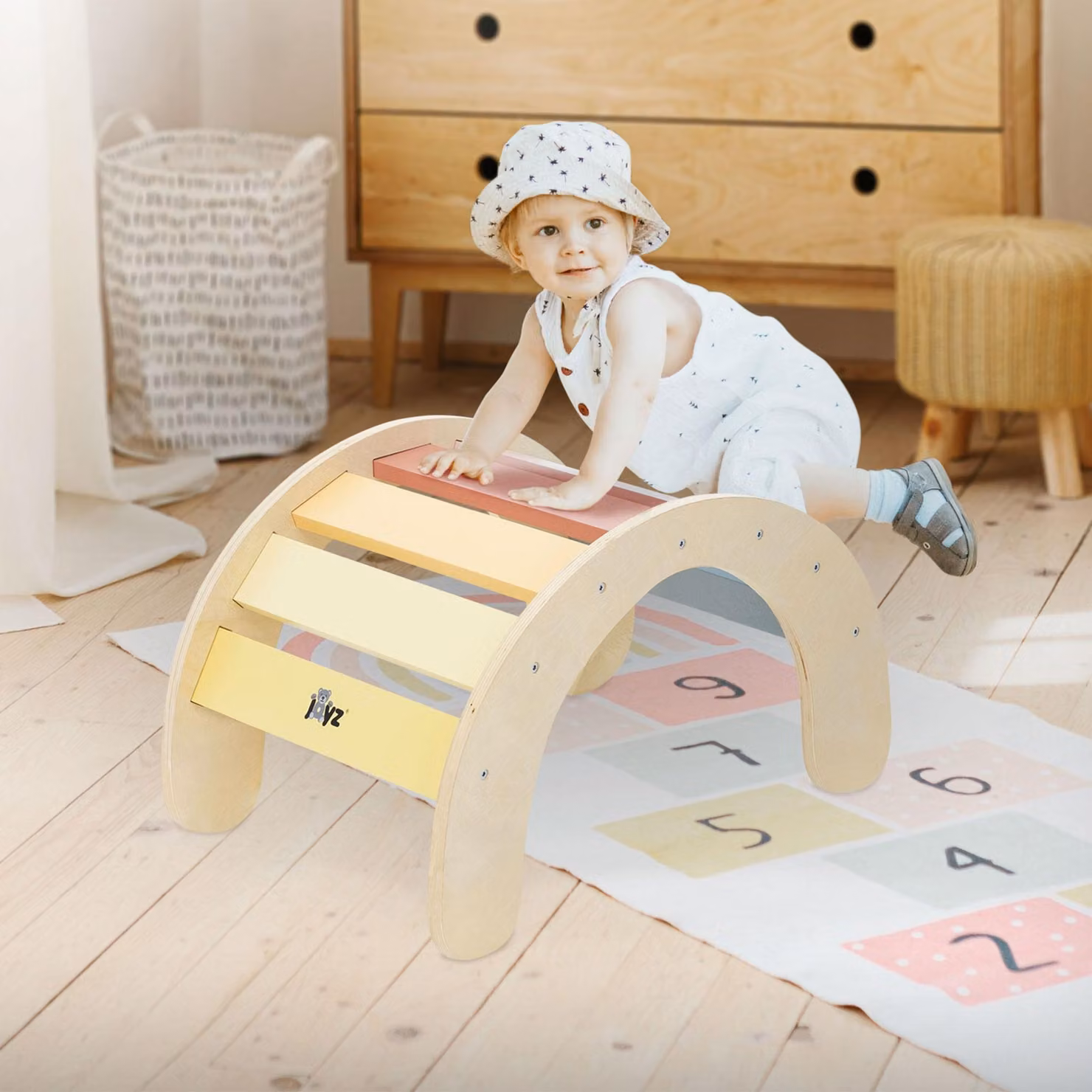 Joyz arco da arrampicata per bambini, multicolore, arco a dondolo in legno, a partire da 2 anni, arco da arrampicata a triangolo secondo Pikler & giocattoli Montessori