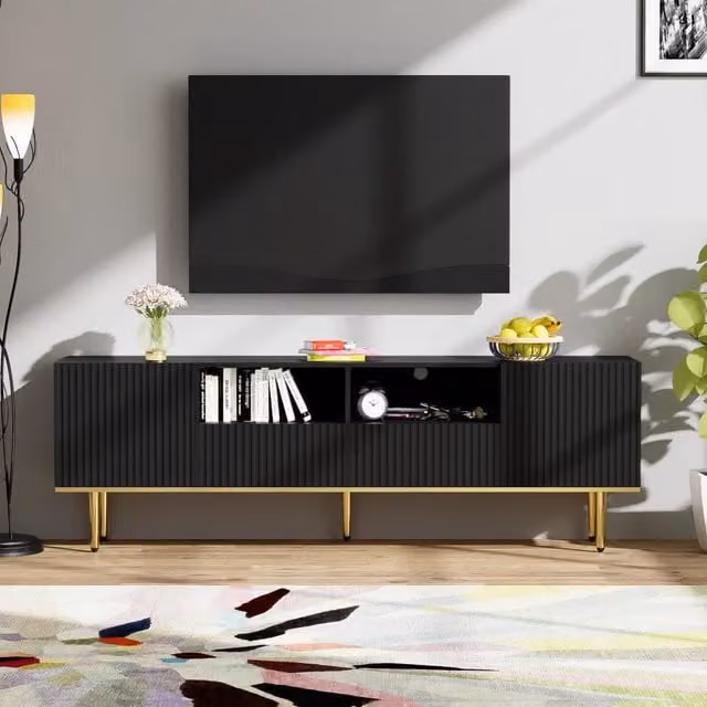 Mobile TV con Piedini e Bordo Dorati ¨C MINIMAL ¨C Legno, Design Moderno