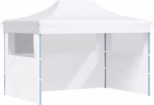 Gazebo Pergolato Professionale Pieghevole con 3 Pareti in Acciaio e PVC Bianco L: 410 cm, P: 280 cm, H: 315 cm – 1