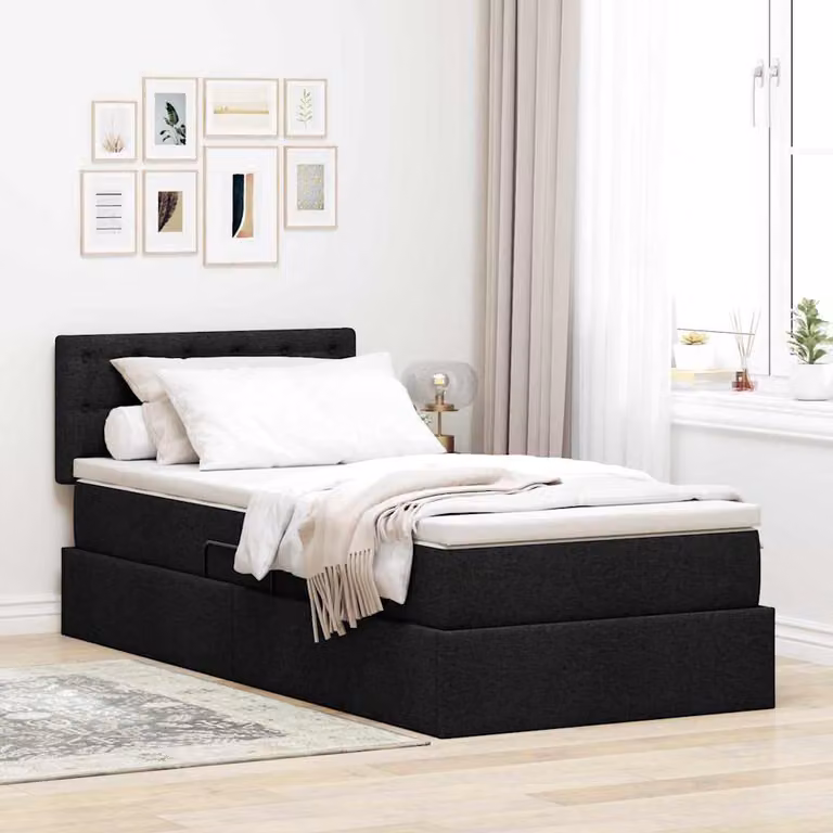 Letto con contenitore e materasso vidaXL in velluto nero L/P/H: 90 x 200 cm