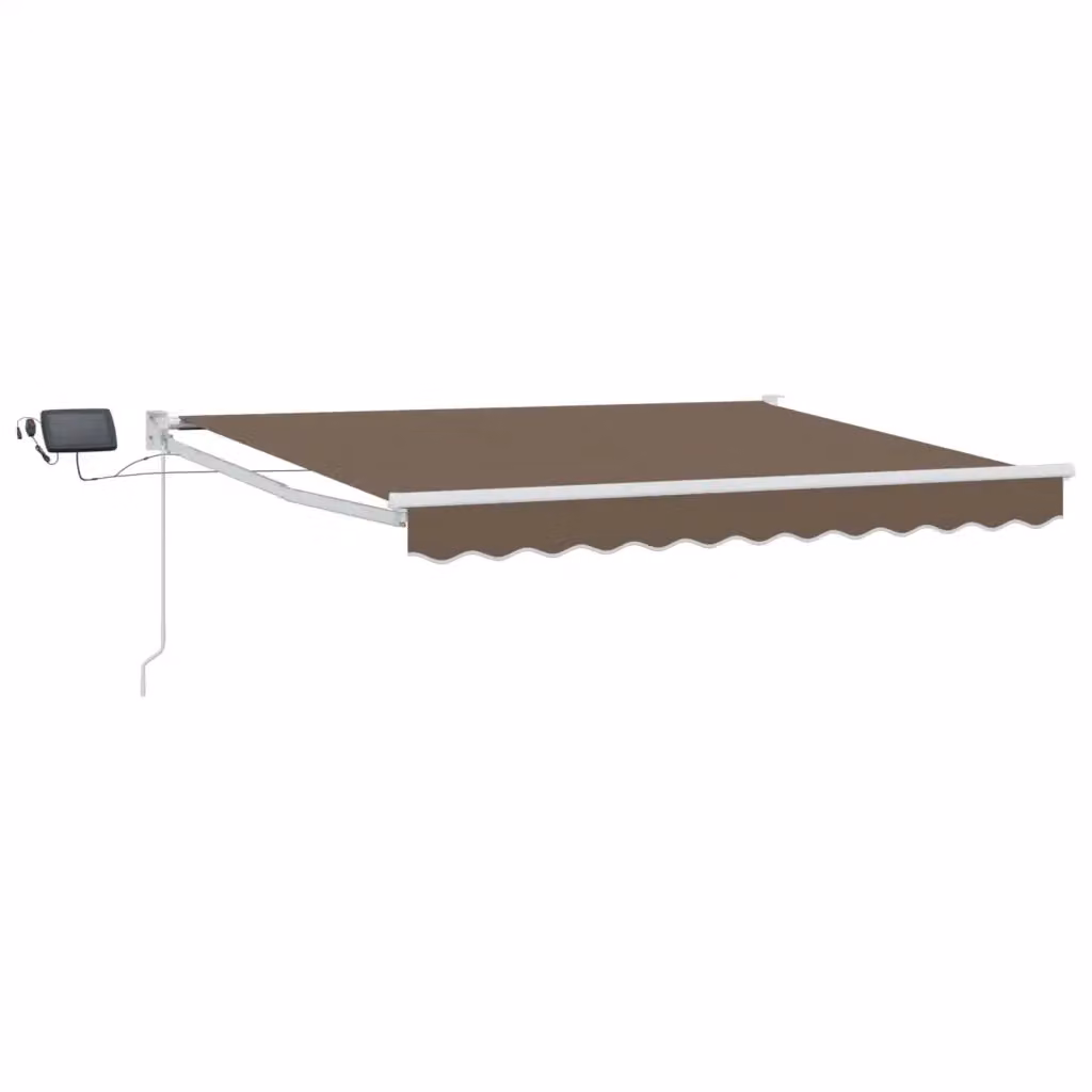 Tenda retrattile manuale con LED vidaXL in beige e marrone con bracci pieghevoli e struttura in acciaio e alluminio – 2
