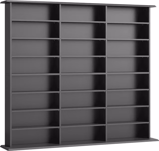 HOMCOM Mobile Porta CD a 8 Livelli con 18 Ripiani Regolabili, 1032 CD/594 DVD/Blu-ray Salvaspazio, con 24 Scomparti, 145x24x126.3 cm, Nero   Aosom Italy