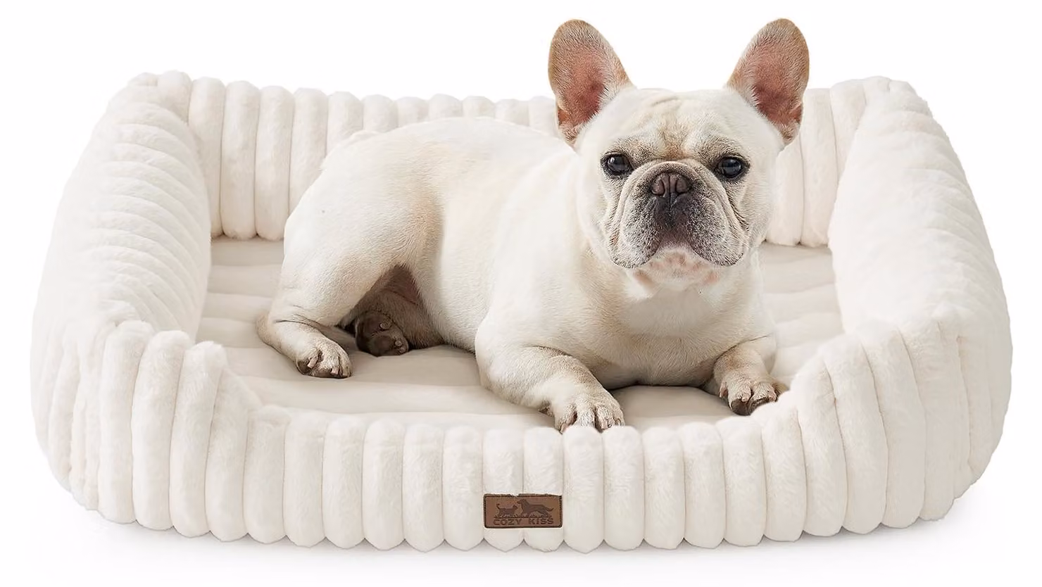 Cuccia ortopedica per cani - Rettangolare - Pelliccia sintetica - Beige - 76 x 58 cm