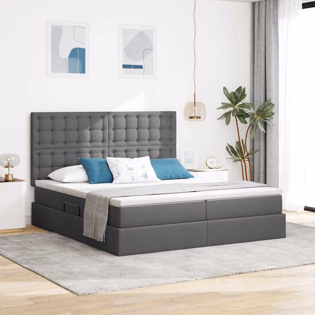 Letto con Contenitore vidaXL Grigio con Base a Sollevamento L/P: 180 x 200 cm – 1