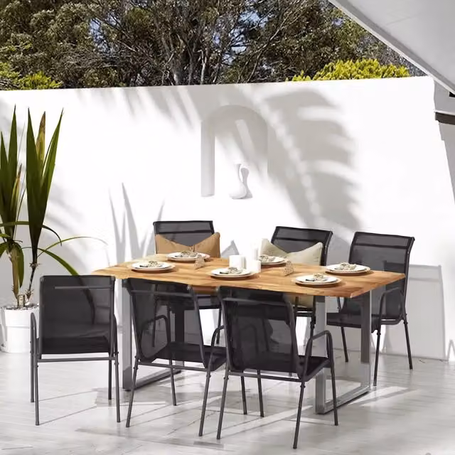 Set di 6 sedie da giardino vidaXL in acciaio verniciato e textilene nero e antracite