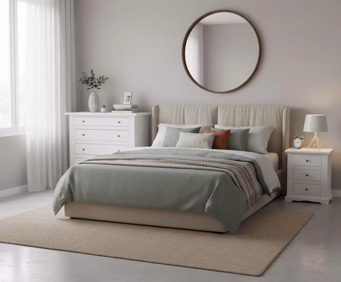 Set composto da letto comò e 2 comodini in stile classico bianco opaco Mobili 2G – 2