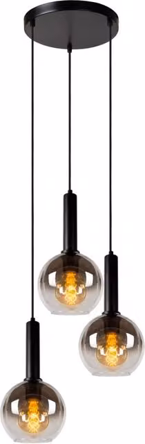 Lampada a sospensione 3 sfere fumé nere E27 Lucide