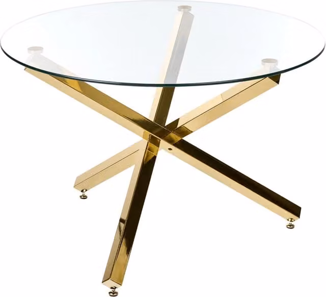 Tavolo da pranzo Argento Base in metallo Piano in vetro ø 110 cm Rotondo Moderno