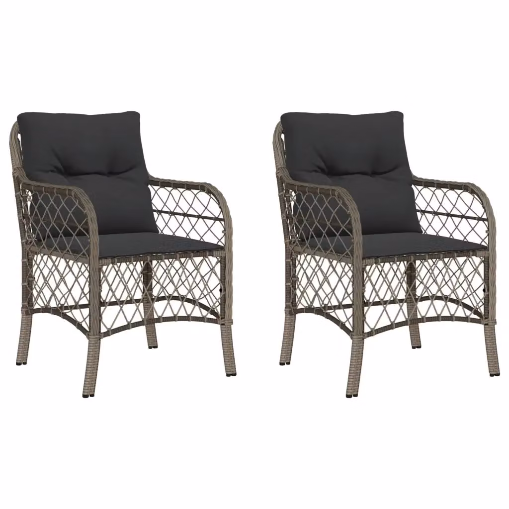 Set di 2 sedie da giardino moderne vidaXL in polyrattan grigio con cuscini – 2