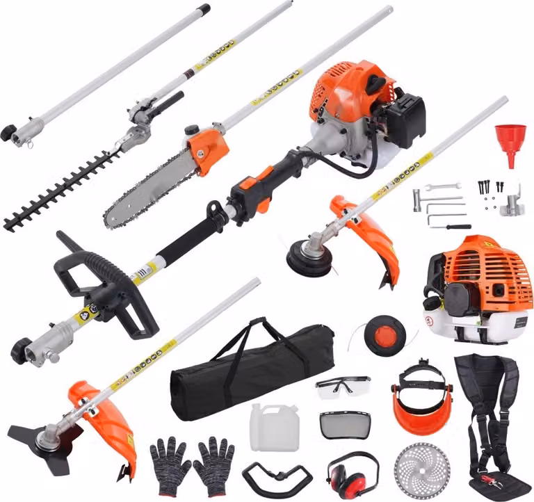 Tagliasiepi a benzina 6 in 1 - tagliasiepi a manico lungo da 52 cc - tagliasiepi per manutenzione del giardino e per la cura del paesaggio - durevole ed efficiente