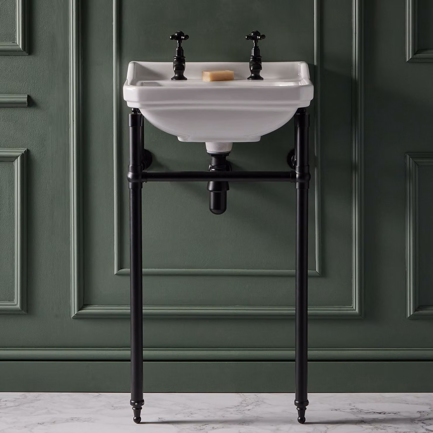 Consolle con Lavabo Struttura Tradizionale Nera 500mm 2 Fori – Richmond