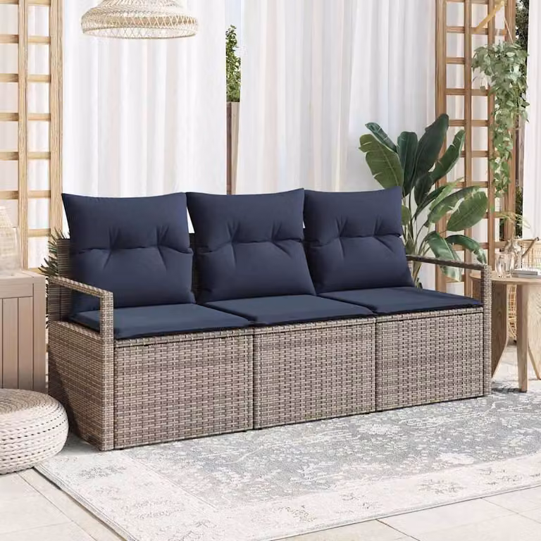 Maison Exclusive - Set di divani componibili, 3 pezzi, grigio [Materiale sintetico]: rattan sintetico