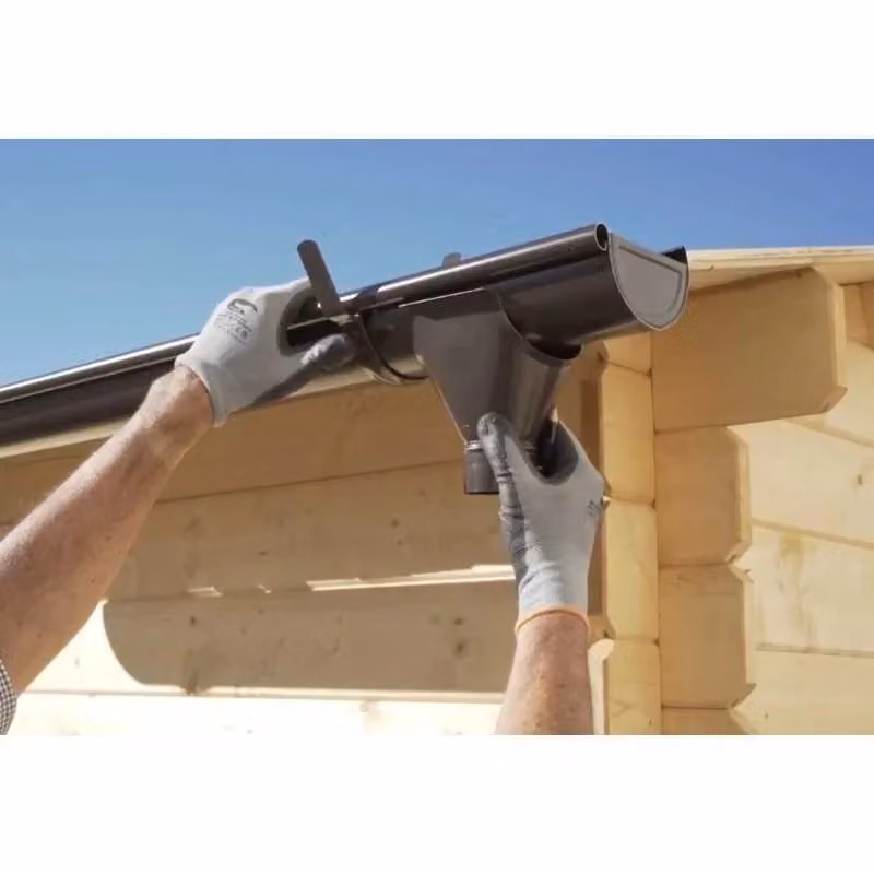 Kit grondaia in acciaio galvanizzato marrone per casette da giardino con falde 180-219 cm completo di accessori Esterni da Vivere – 2