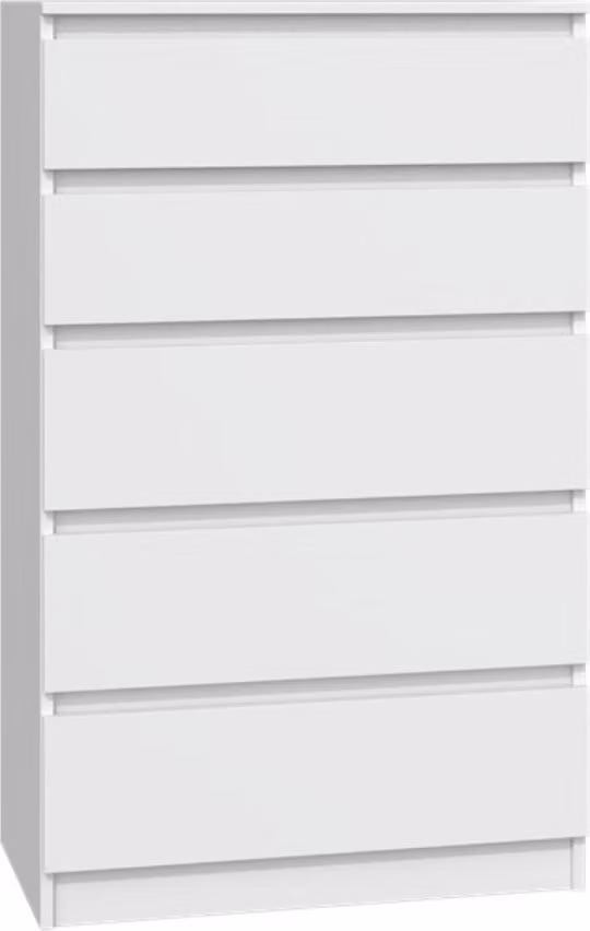 VBChome Comò con 5 cassetti 70 x 40 x 110 cm Bianco Comò senza maniglie Armadio multiuso per corridoio Camera da letto Soggiorno Camera dei bambini Moderno Bianco