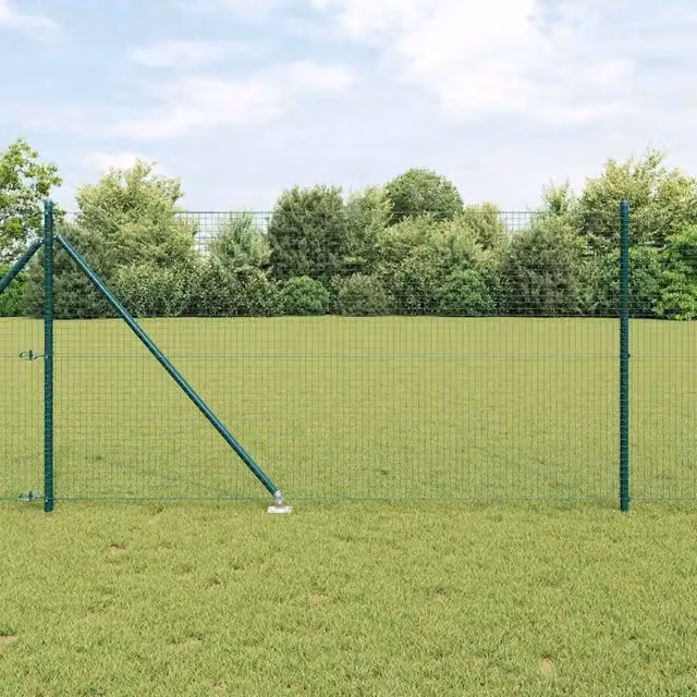 Recinzione in rete saldata con punte vidaXL, rivestimento in PVC, colore verde, L: 25 m, H: 1 m