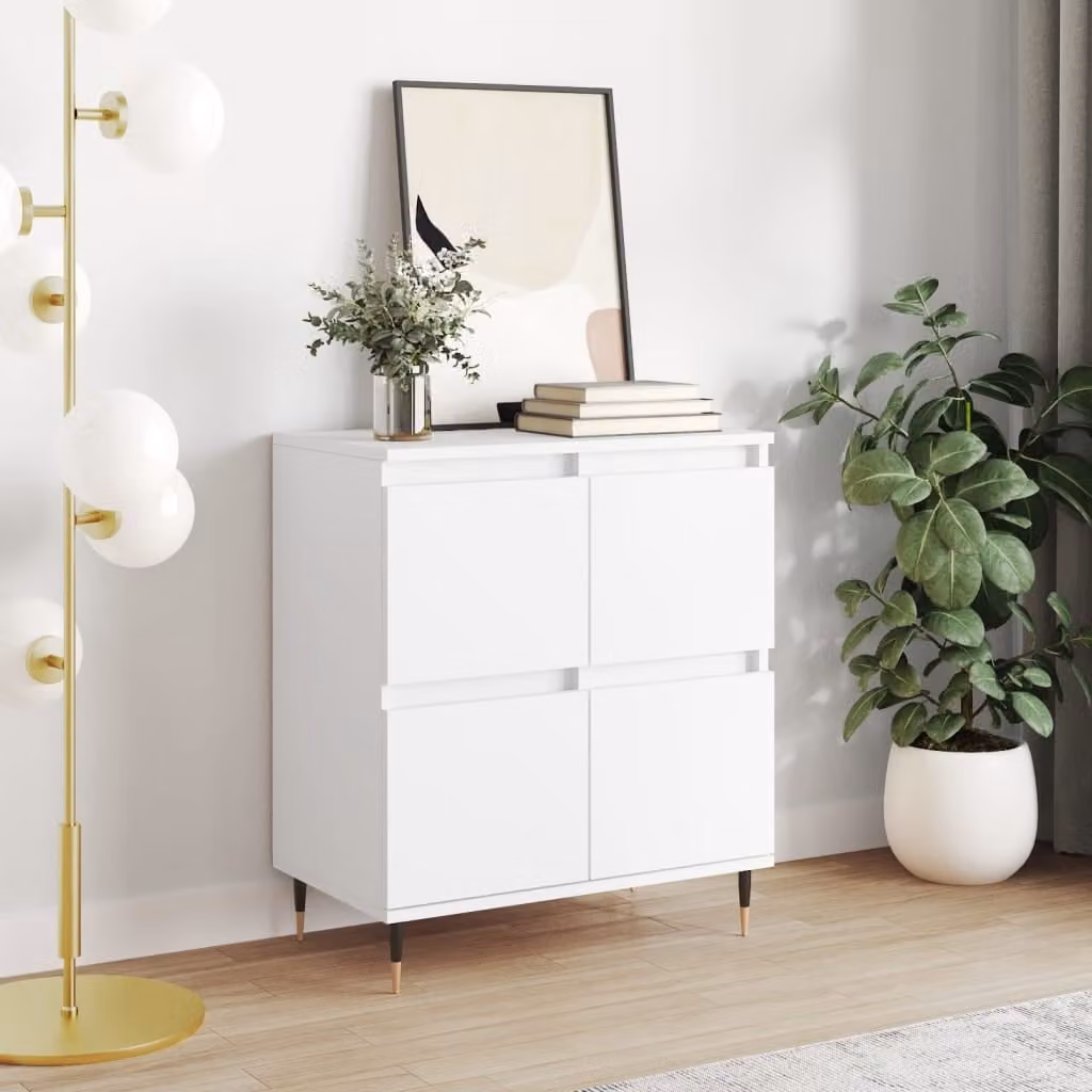 Credenza moderna vidaXL in legno e metallo bianca L 60 cm, P 35 cm, H 70 cm
