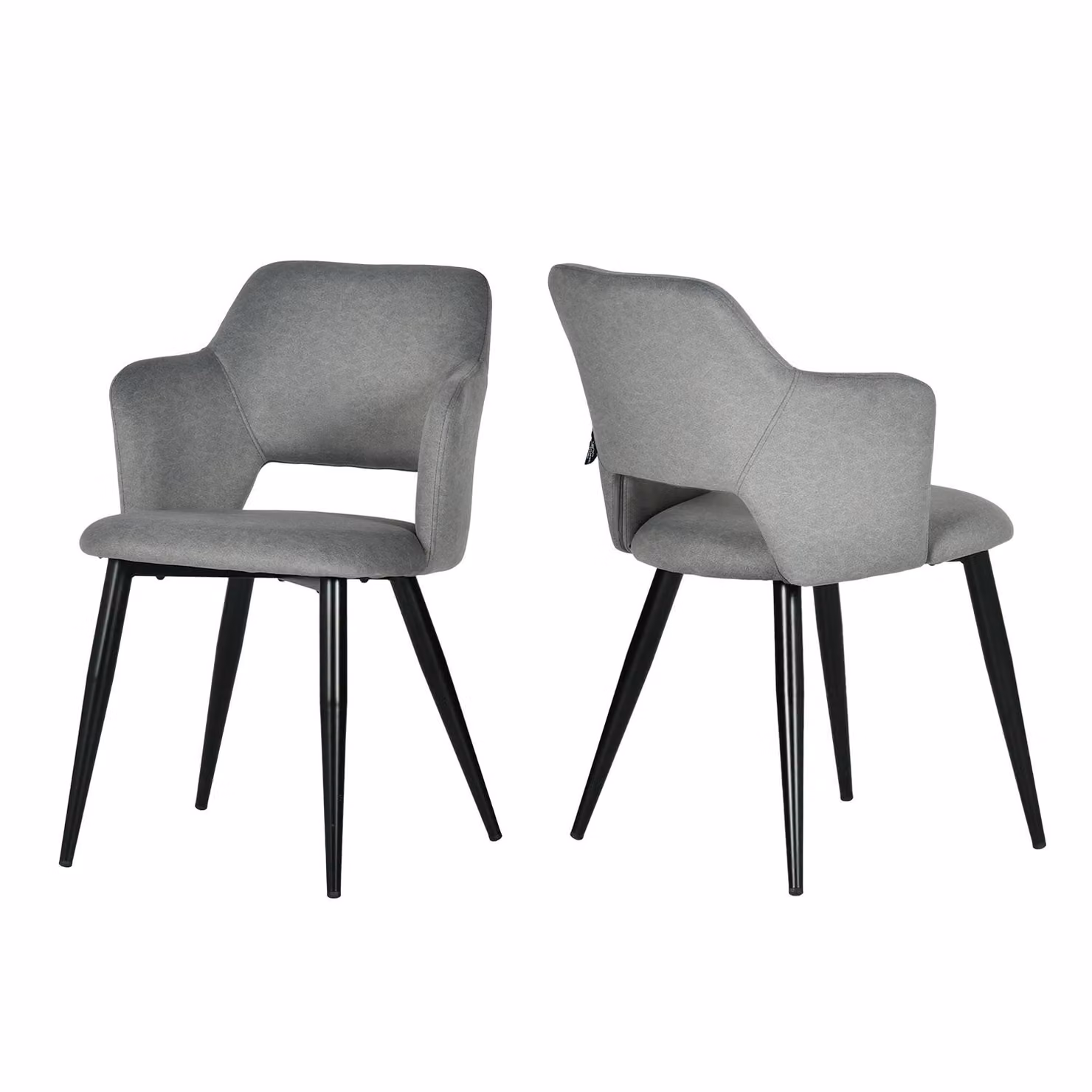 Meubles Cosy Set da 2 sedie da pranzo in stile scandinavo con braccioli, tessuto ecologico e seduta imbottita Grigio - AKANJI CC