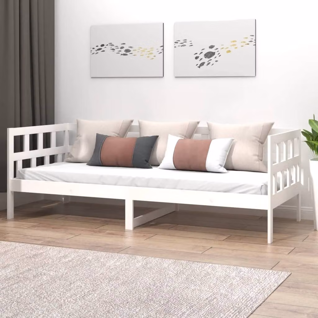 The Living Store Letto da giorno in pino massiccio bianco 90x200 cm