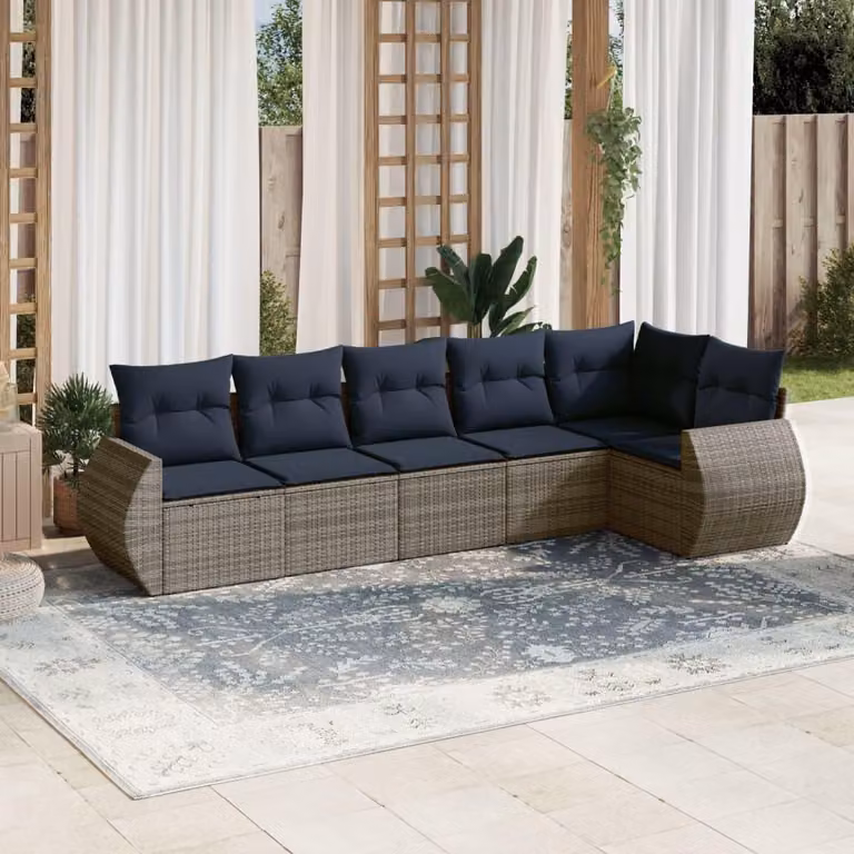 Maison Exclusive - Set di 6 divani da giardino con cuscini, grigio, polyrattan