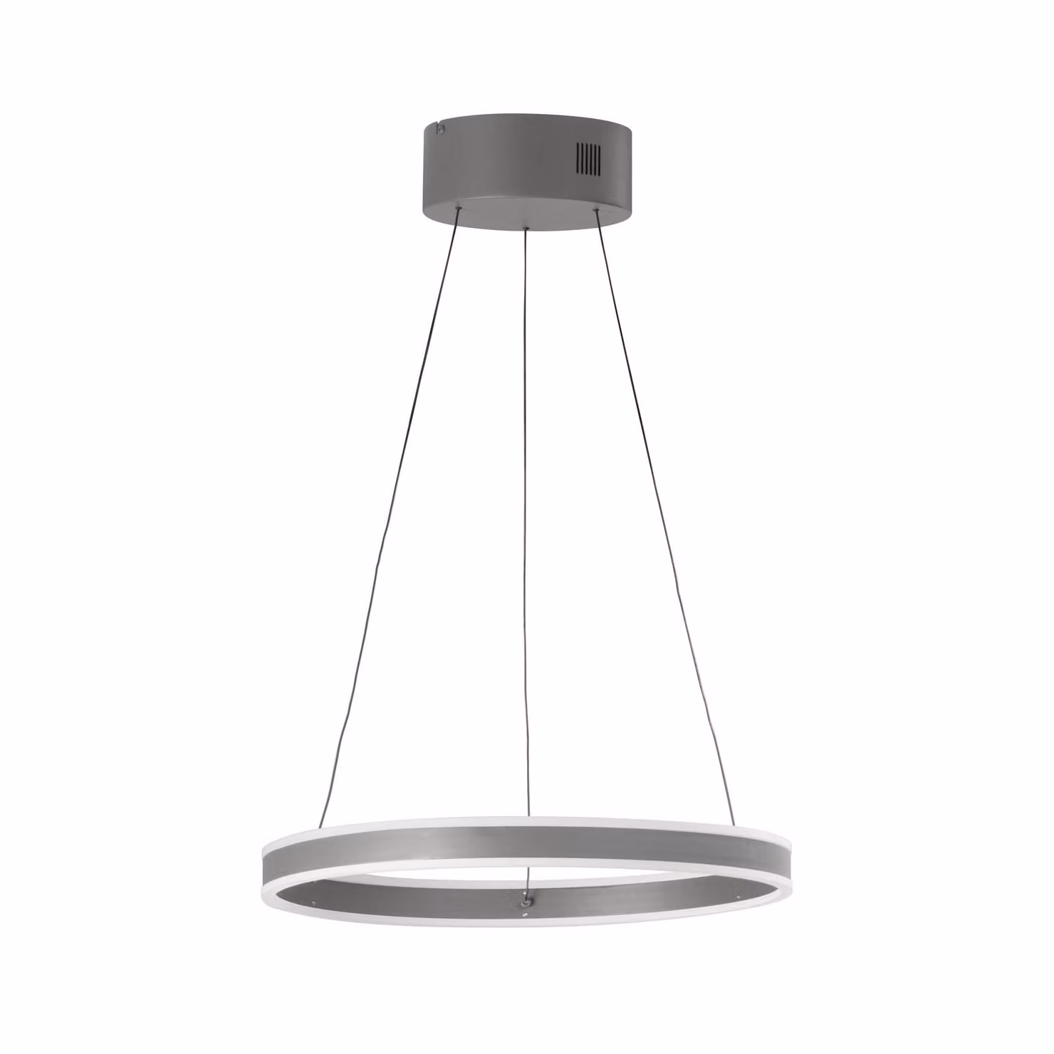 FISCHER & HONSEL Lampada LED a sospensione Silvio, Ø 50 cm, grigio sabbia, metallo, CCT, dimmerabile, Alluminio / Grigio / Zincato, Soggiorno / Sala da pranzo, Metallo, Moderno